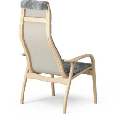 Lamino Fåtölj Med Fotpall Fårskinn, Scandinavian Grey / Lackad Bok