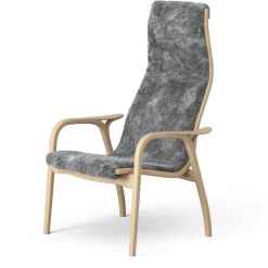 Lamino Fåtölj Med Fotpall Fårskinn, Scandinavian Grey / Lackad Bok