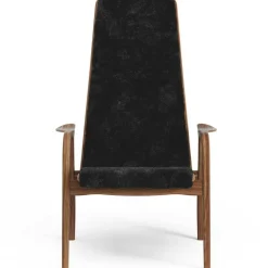 Lamino Fåtölj, Naturlackerad Valnöt / Fårskinn Svart
