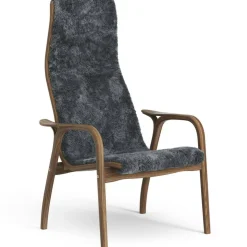 Lamino Fåtölj, Naturlackerad Valnöt / Fårskinn Charcoal