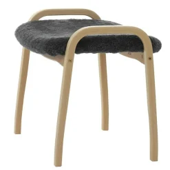 Lamino Pall Fårskinn/Lackad Bok, Charcoal