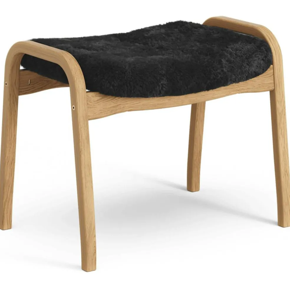 Lamino Pall Fårskinn/Oljad Ek, Svart