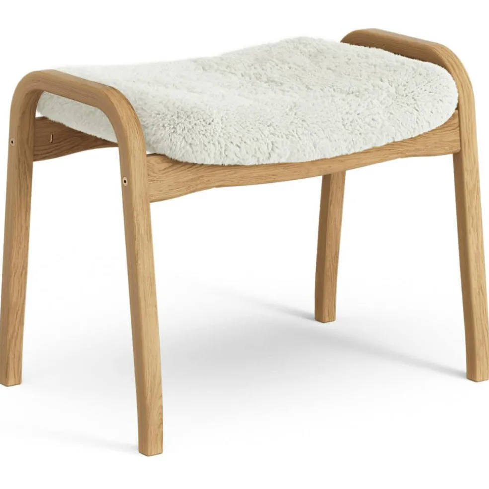 Lamino Pall Fårskinn/Oljad Ek, Off-white