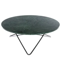 Large O Table Soffbord Ø100 cm, Svart/Grön marmor