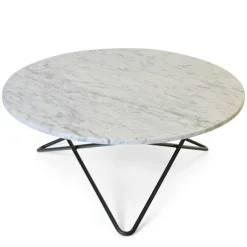 Large O Table Soffbord Ø100 cm, Svart/Vit marmor