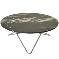 Large O Table Soffbord Ø100 cm, Stål/Svart marmor