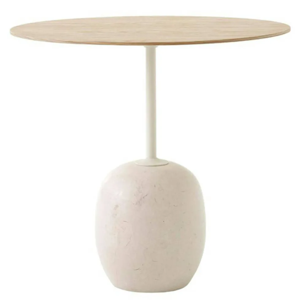 Lato LN9 Bord Oval, Lackerad Ek / Crema Diva Marble