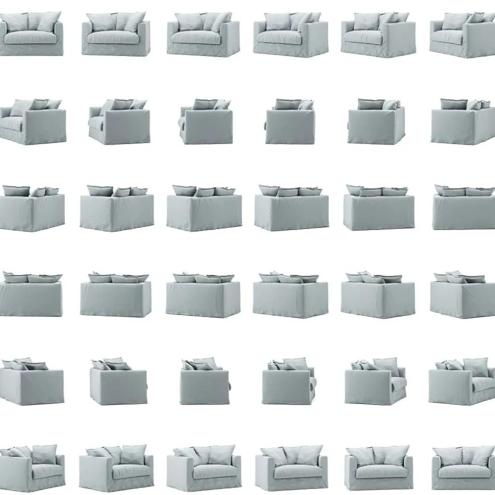 Le Grand Air Loveseat Linen Love Seat Linne, Nordic Sky