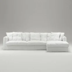 Le Grand Air 3-Sitssoffa Bomull Divan Höger, Vit