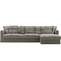 Le Grand Air 3-Sitssoffa Linne Divan Höger, Smokey Granite