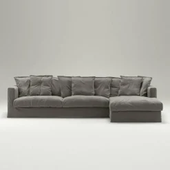 Le Grand Air 3-Sitssoffa Linne Divan Höger, Smokey Granite