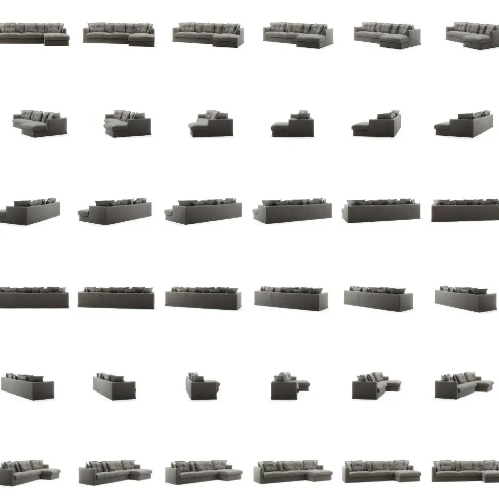 Le Grand Air 3-Sitssoffa Linne Divan Höger, Smokey Granite