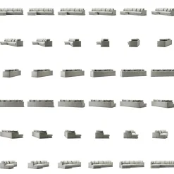 Le Grand Air 3-Sitssoffa Linne Divan Vänster, Ash Stripe