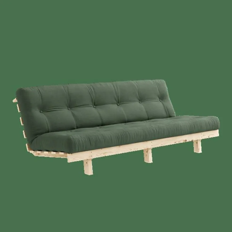 Lean Bäddsoffa Med Alpha Madrass 130x200 Olivgrön/Raw