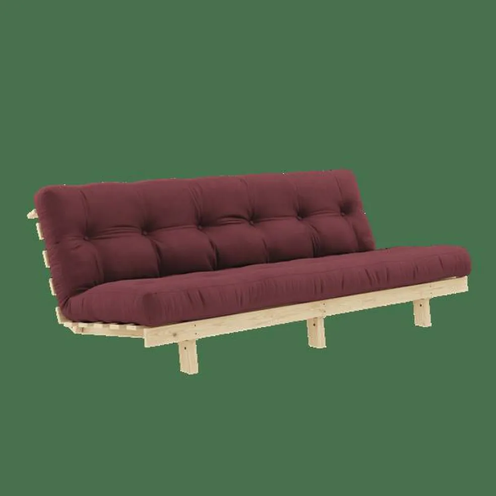 Lean Bäddsoffa Med Alpha Madrass 130x200 Bordeaux/Raw