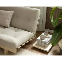 Lean Soffa Bäddsoffa Med Madrass 130x190 Beige/Raw