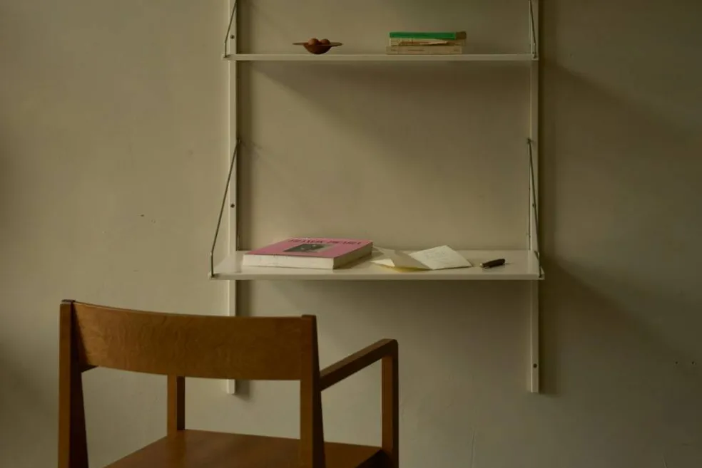 Library Hylla Med Skrivbord 80x185 cm, Varmvit