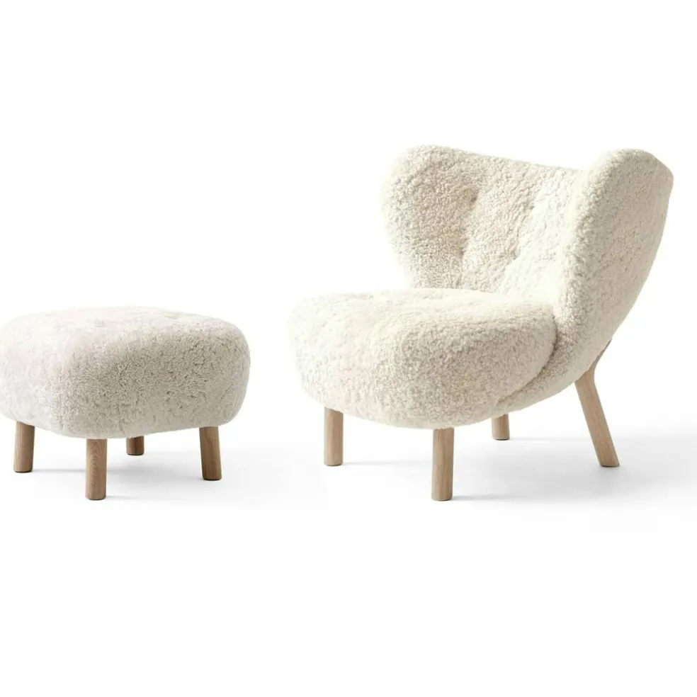 Little Petra VB1 Loungestol Set, Fårskinn Moonlight / Oljad Ek