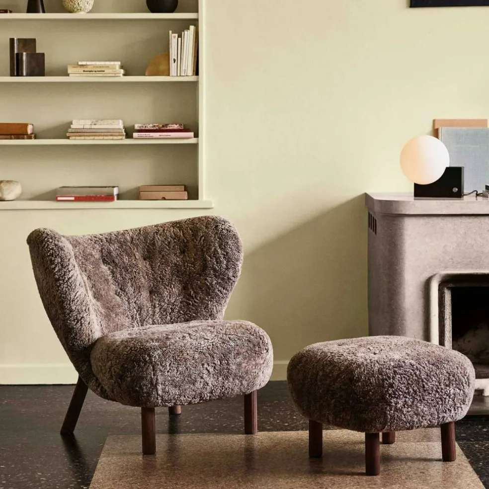 Little Petra VB1 Loungestol Set, Fårskinn Sahara / Valnöt