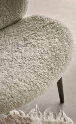 Lodge Fåtölj Låg Rygg, Mörk Ek / Curly 09 Off-White