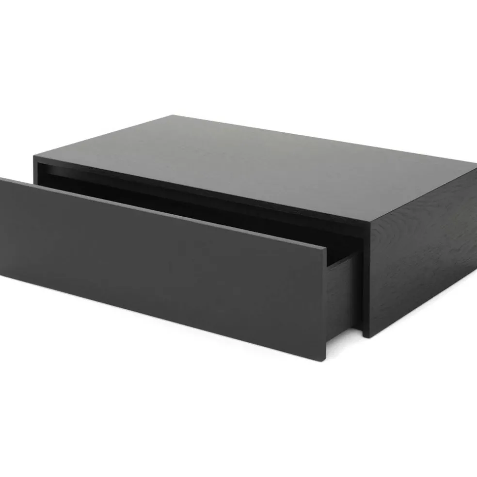 Mass Soffbord Hög Med Låda, Svart Ek