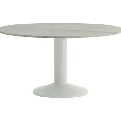 Midst Matbord Ø140 cm, Grå Marmor / Grå