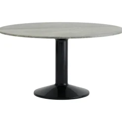 Midst Matbord Ø140 cm, Grå Marmor / Svart