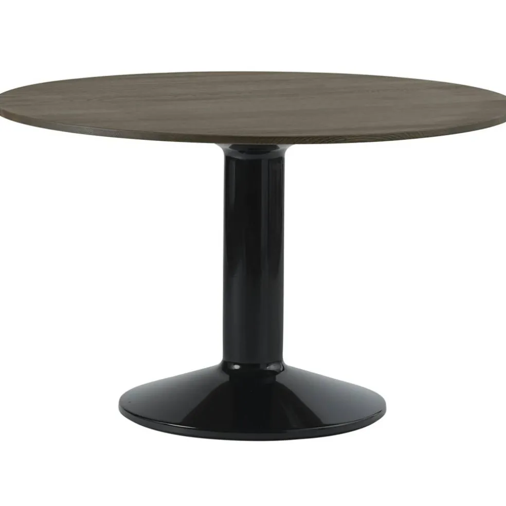 Midst Matbord Ø160 cm, Mörkoljad Ek / Svart