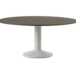 Midst Matbord Ø160 cm, Mörkoljad Ek / Grå