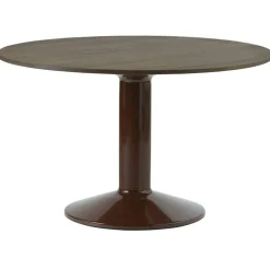 Midst Matbord Ø120 cm, Mörkoljad Ek / Mörkröd