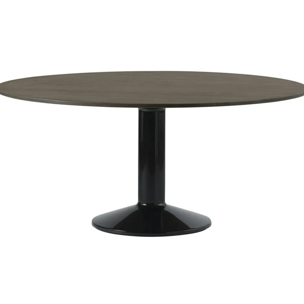 Midst Matbord Ø160 cm, Mörkoljad Ek / Svart