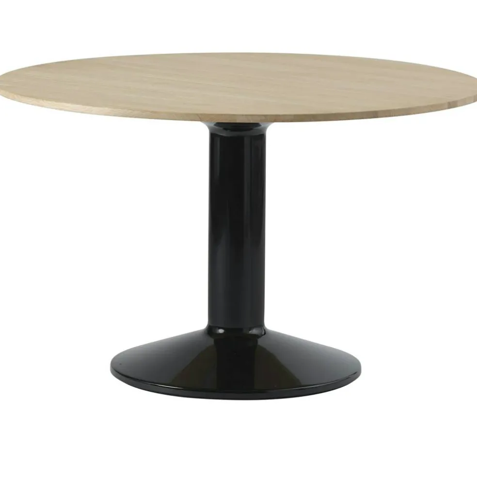Midst Matbord Ø120 cm, Oljad Ek / Svart