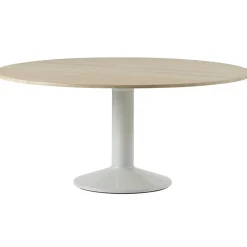 Midst Matbord Ø160 cm, Oljad Ek / Grå