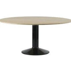 Midst Matbord Ø160 cm, Oljad Ek / Svart