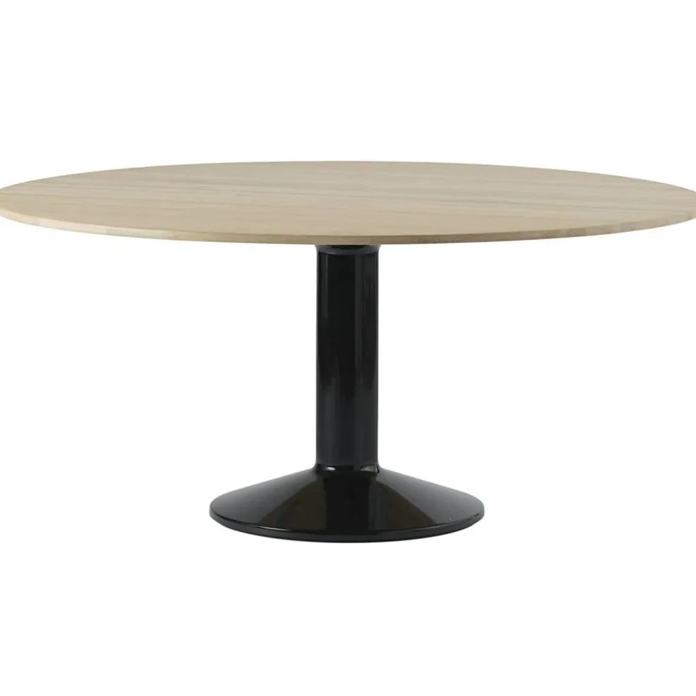 Midst Matbord Ø160 cm, Oljad Ek / Svart