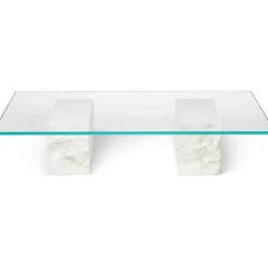 Mineral Soffbord 120x70 cm, Bianco Curia Marmor / Glas
