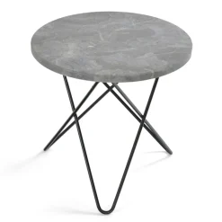 Mini O Table Sidobord Ø40 cm, Svart/Grå Marmor