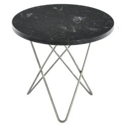 Mini O Table Sidobord Ø40 cm, Stål/Svart marmor