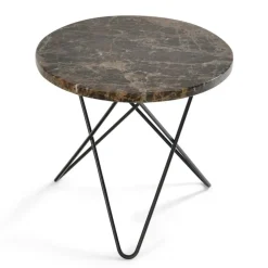 Mini O Table Sidobord Ø40 cm, Svart/Brun Marmor
