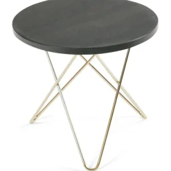 Mini O Table Sidobord Ø40 cm, Mässing/Rustik skiffer
