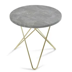Mini O Table Sidobord Ø40 cm, Mässing/Grå marmor