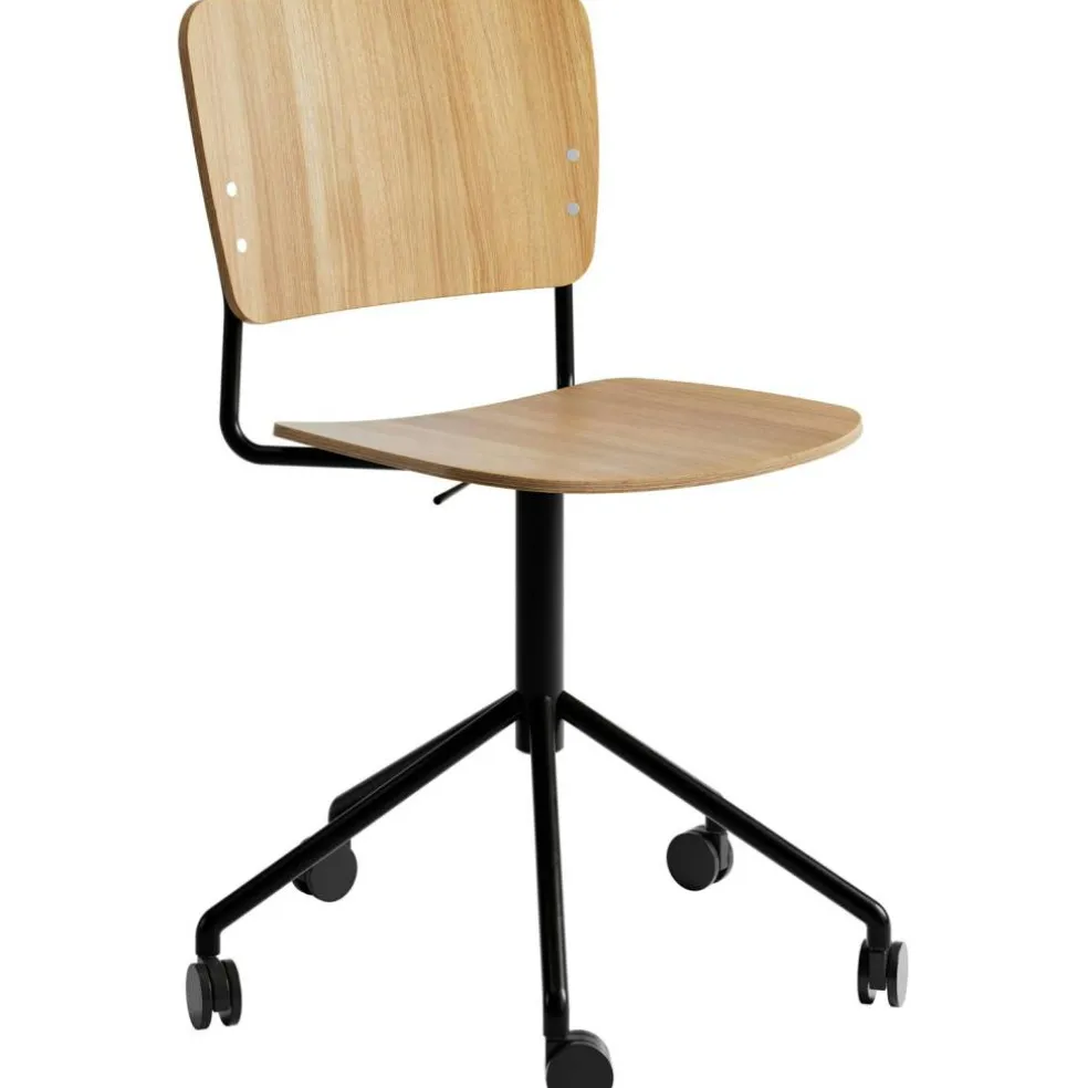Mono Kontorsstol, Svart Snurrunderrede, Lackad Ek