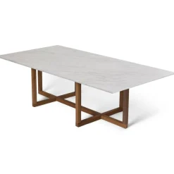 Ninety Large Soffbord 140x70x40 cm, Smoked Oak/Carraramarmor