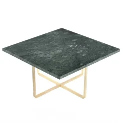 Ninety Soffbord 60 cm, Mässingsunderrede, Grön Marmor