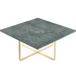 Ninety Soffbord 80 cm, Mässingsunderrede, Grön Marmor