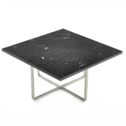 Ninety Soffbord 60 cm, Stålunderrede, Svart Marmor