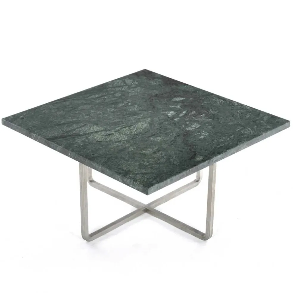 Ninety Soffbord 60 cm, Stålunderrede, Grön Marmor