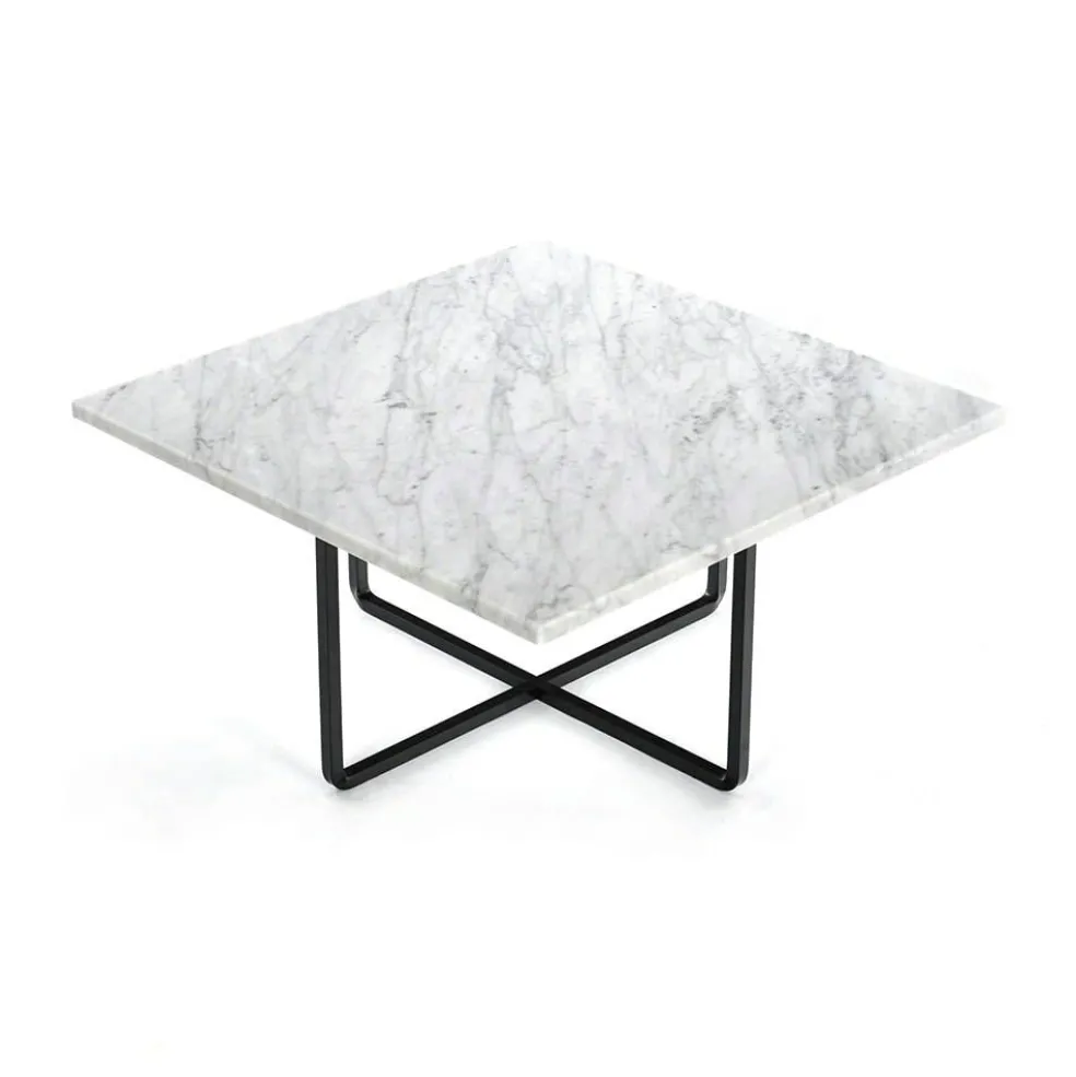 Ninety Soffbord 60 cm, Svart Underrede, Vit Marmor