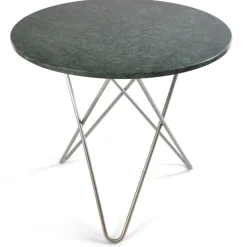 O Dining Table Matbord Ø100 cm, Stål/Grön marmor