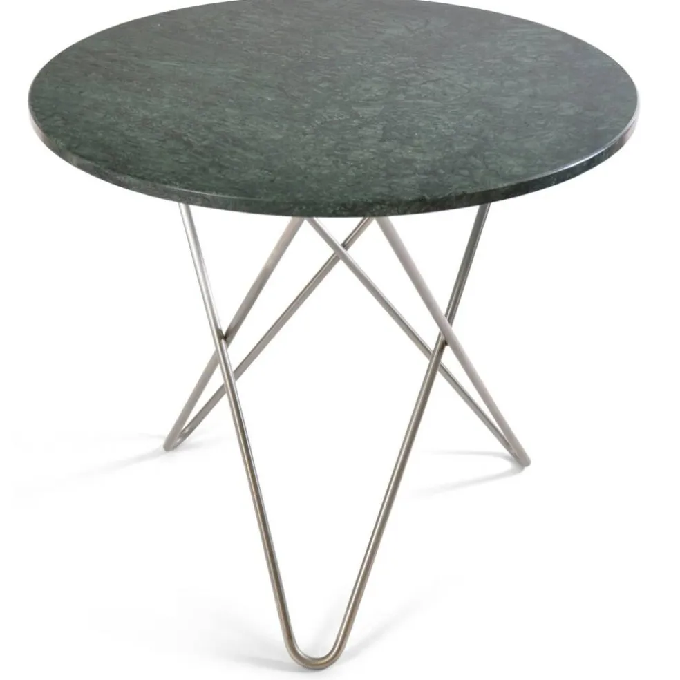 O Dining Table Matbord Ø100 cm, Stål/Grön marmor